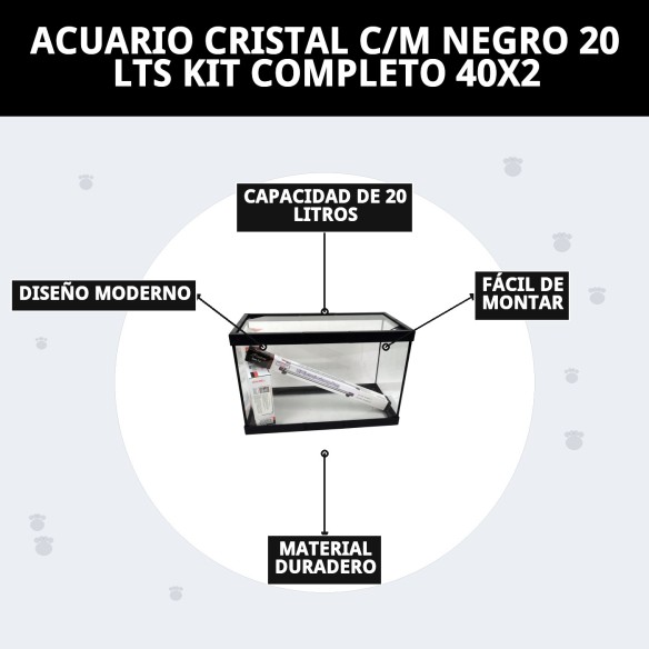 Acuario de Cristal Moly 20L Kit Completo para Peces