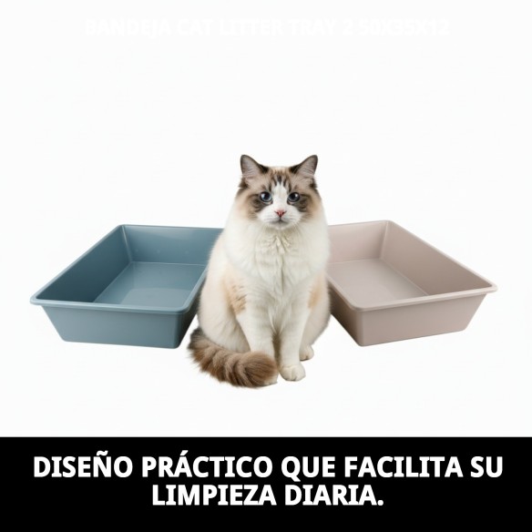 Bandeja de Arena para Gatos 50x35x12 - Higiene Perfecta