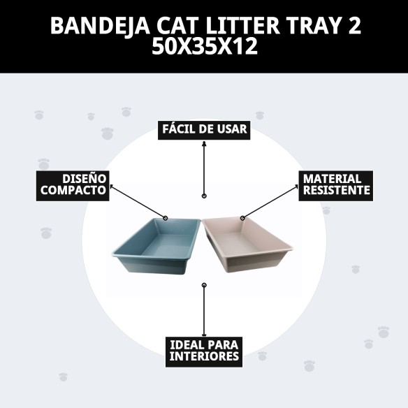 Bandeja de Arena para Gatos 50x35x12 - Higiene Perfecta