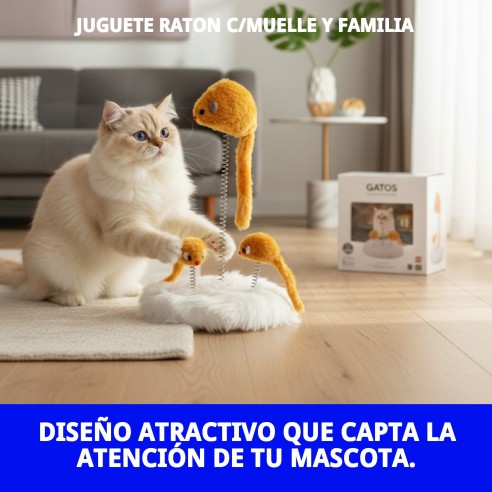 Juguete Ratón con Muelle para Diversión Familiar de Mascotas