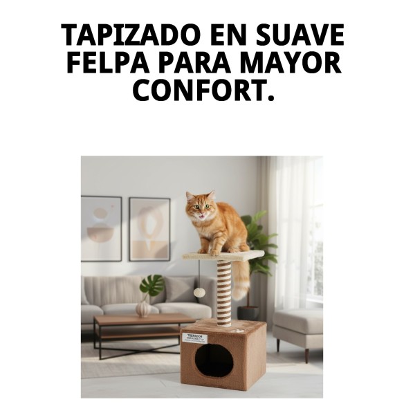 Rascador para gatos Kenia 67 cm, cómodo y compacto