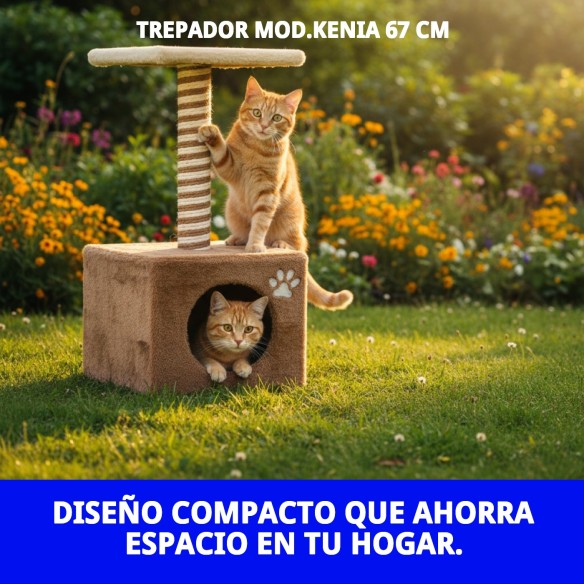 Rascador para gatos Kenia 67 cm, cómodo y compacto
