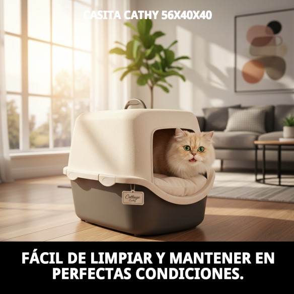 Casita Cathy para Mascotas - Comodidad y Estilo 56x40 cm
