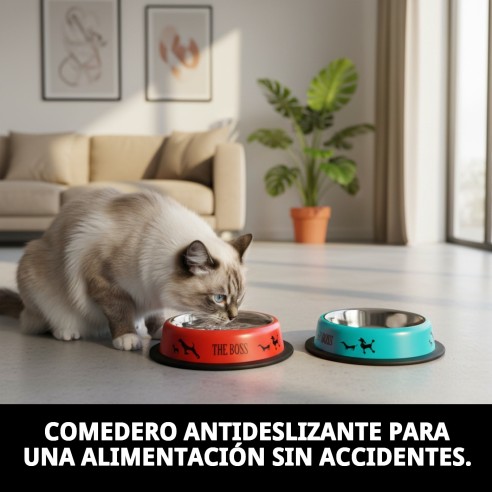 Comedero Antideslizante de Acero Inoxidable 16cm 0,55L