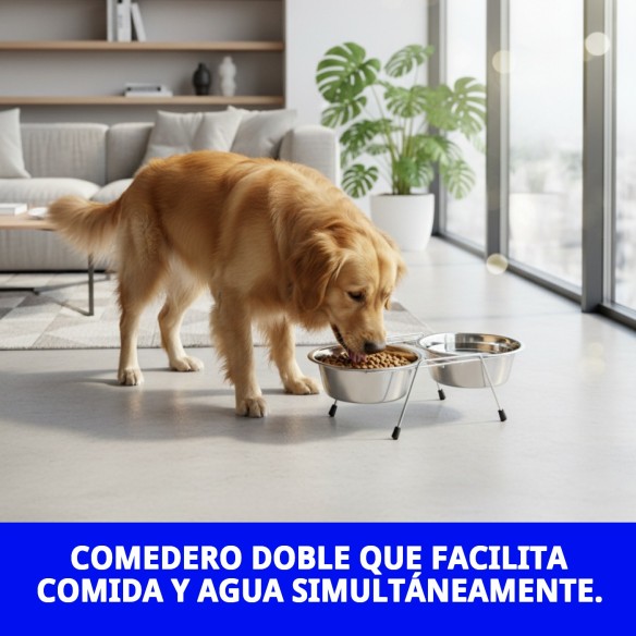 Comedero Doble 16.5 cm con Soporte para Mascotas