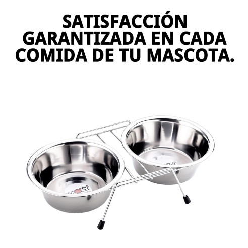 Comedero Doble 16.5 cm con Soporte para Mascotas