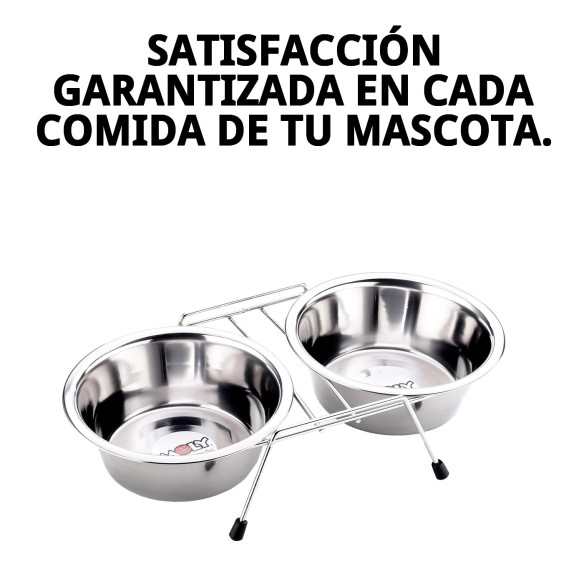Comedero Doble 16.5 cm con Soporte para Mascotas