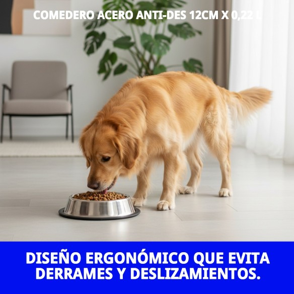 Comedero de Acero Inoxidable Antideslizante para Mascotas