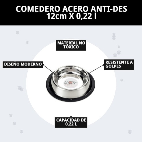 Comedero de Acero Inoxidable Antideslizante para Mascotas