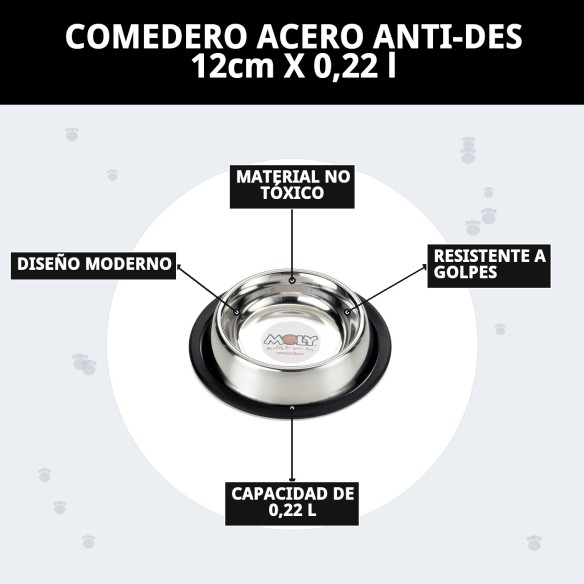 Comedero de Acero Inoxidable Antideslizante para Mascotas
