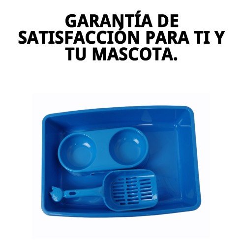 Kit Completo para Gato: Bandeja, Comedero y Pala 37x26