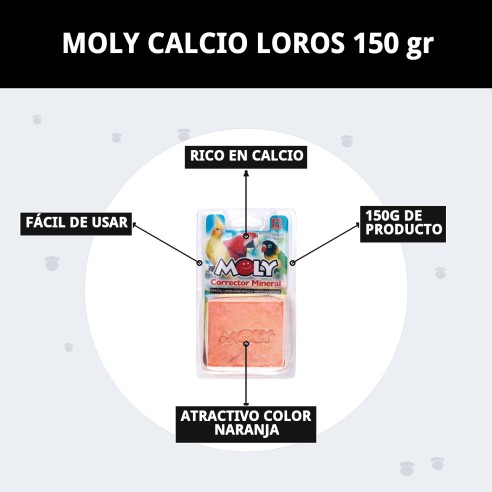 Moly Calcio para Loros 150g - Vitalidad y Salud Avícola