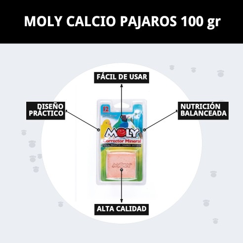Moly Calcio para Pájaros 100g - Suplemento Mineral Ideal