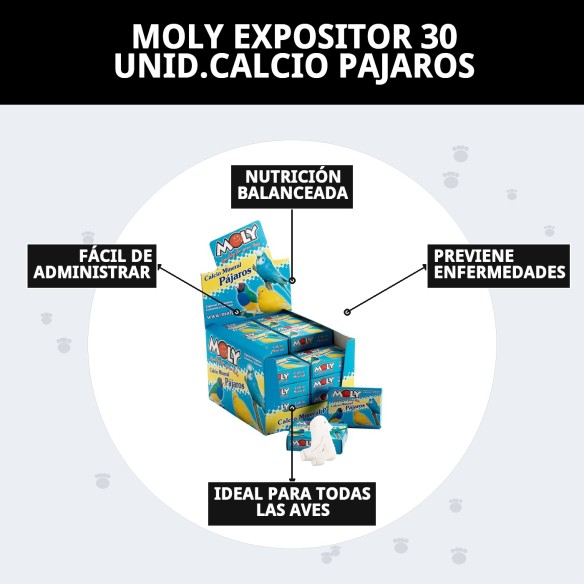 MOLY Expositor 30 Unid. de Calcio para Aves Saludables