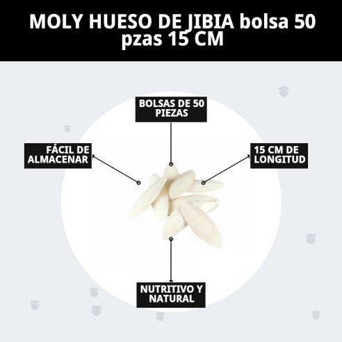 MOLY HUESO DE JIBIA 50 pzas - Snack ideal para tu mascota