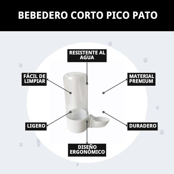 Bebedero Corto Pico Pato para Jaulas de Mascotas