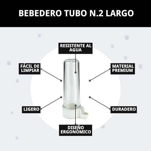Bebedero Tubo N.2 Largo para Mascotas - Accesorios de Jaula