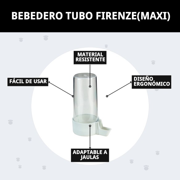 Bebedero Tubo Firenze Maxi para tu mascota - Accesorios jaulas