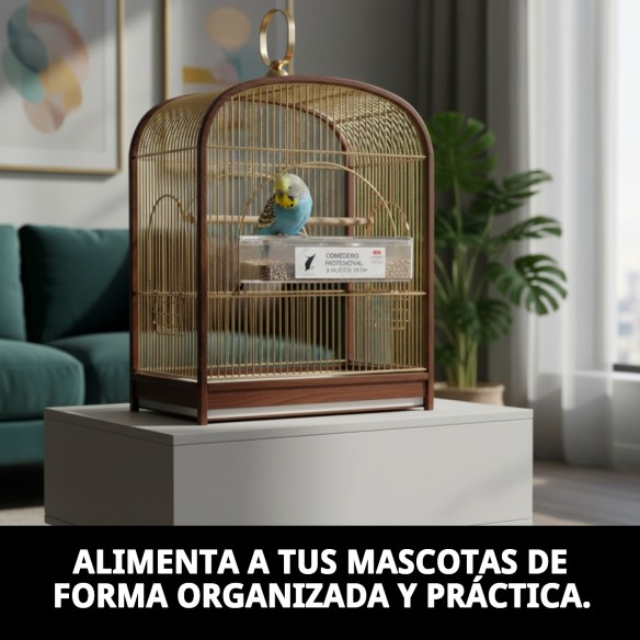 Comedero Profesional 3 Huecos 18 cm para Mascotas