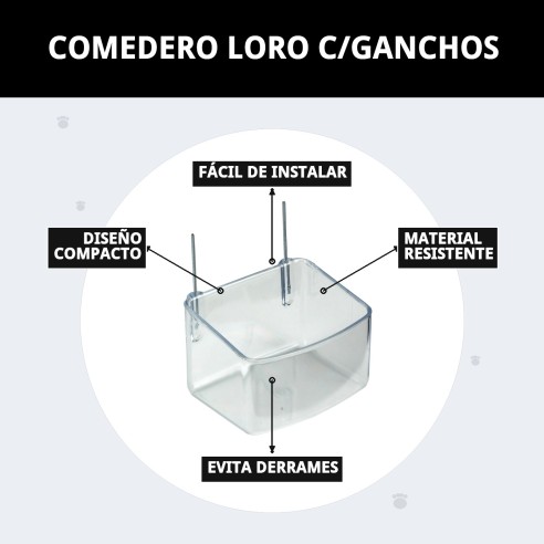 Comedero para Loro con Ganchos - Accesorios para Jaulas
