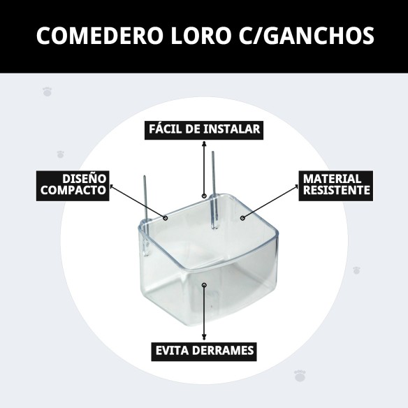 Comedero para Loro con Ganchos - Accesorios para Jaulas