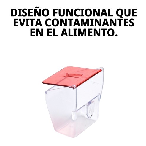 Comedero con tapa roja para jaulas - Ideal para tu mascota
