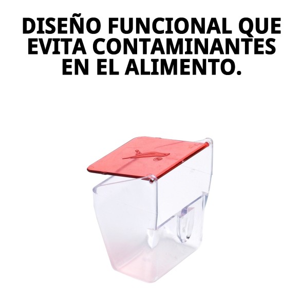 Comedero con tapa roja para jaulas - Ideal para tu mascota