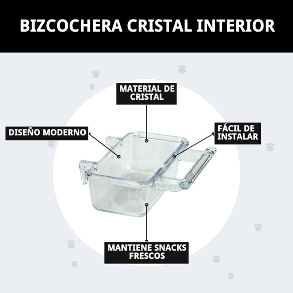 Bizcochera Cristal Interior para Accesorios de Jaulas