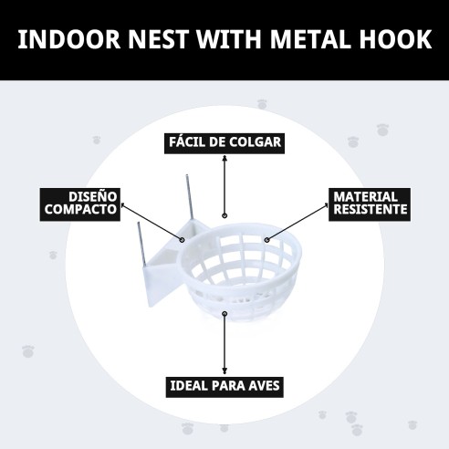 Nido Interior con Gancho Metálico para Mascotas