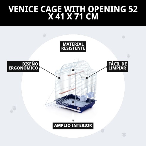 Jaula Venecia con Apertura - Ideal para Mascotas 52x41x71 cm