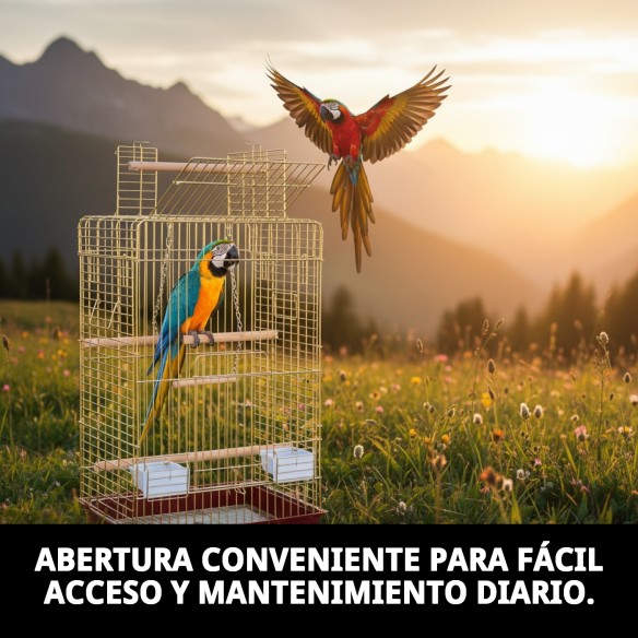 Jaula Malawi Dorada con Apertura - Diseño Elegante y Funcional