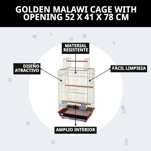 Jaula Malawi Dorada con Apertura - Diseño Elegante y Funcional