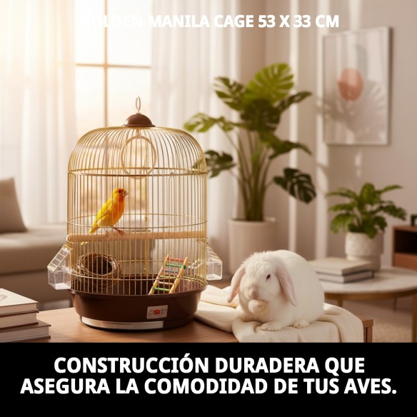Jaula Manila Dorada 53 x 33 cm - Comodidad y Estilo para Mascotas