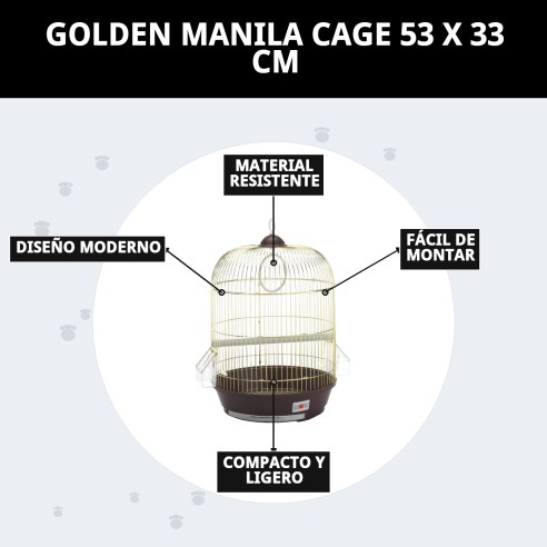 Jaula Manila Dorada 53 x 33 cm - Comodidad y Estilo para Mascotas
