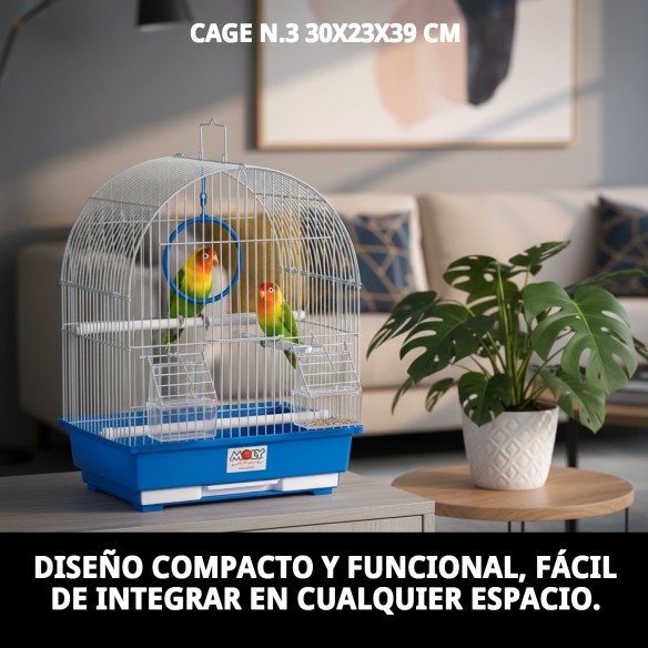 Jaula para pájaros N.3 30x23x39 cm con 8 accesorios incluidos