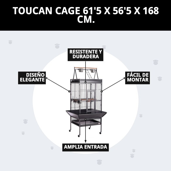 Jaula Tucán Desmontable para Mascotas - 61.5 x 56.5 cm