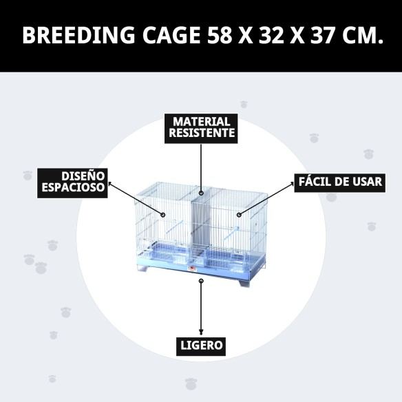 Jaulón de Cría Desmontable 58x32x37 cm para Mascotas