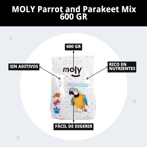 Mezcla Nutritiva para Loros y Cotorras Moly 600g