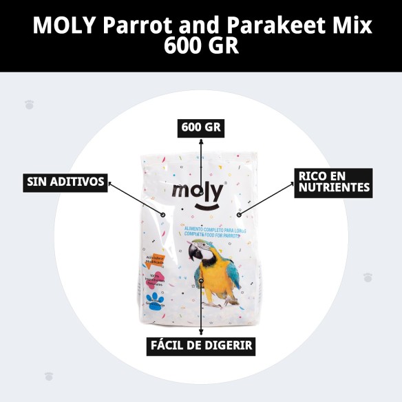 Mezcla Nutritiva para Loros y Cotorras Moly 600g