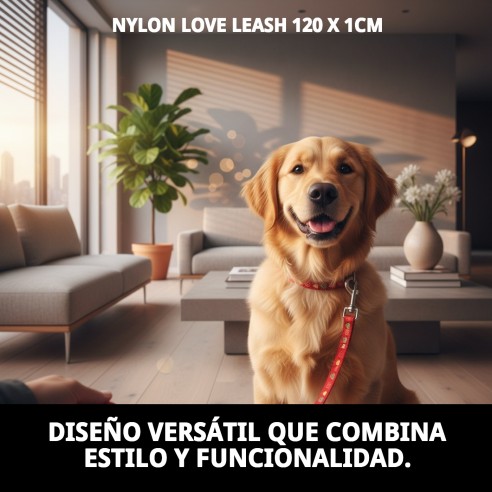 Ramal Nylon Love 120x1cm para Mascotas - Alta Calidad y Estilo