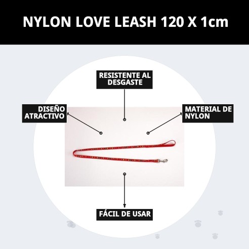 Ramal Nylon Love 120x1cm para Mascotas - Alta Calidad y Estilo