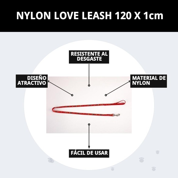 Ramal Nylon Love 120x1cm para Mascotas - Alta Calidad y Estilo