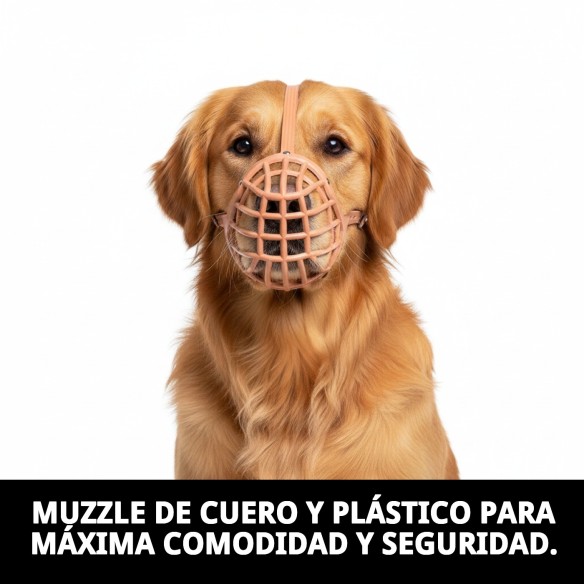 Bozal Cesta Cuero y Plástico N7 para Mascotas Seguras