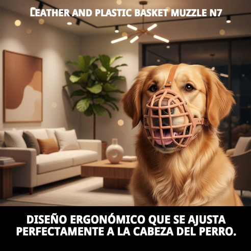 Bozal Cesta Cuero y Plástico N7 para Mascotas Seguras