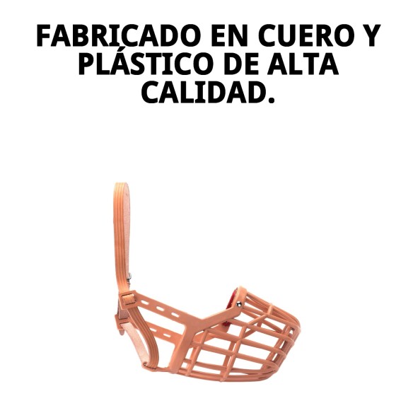 Bozal Cesta de Cuero y Plástico N8 para Mascotas Seguras