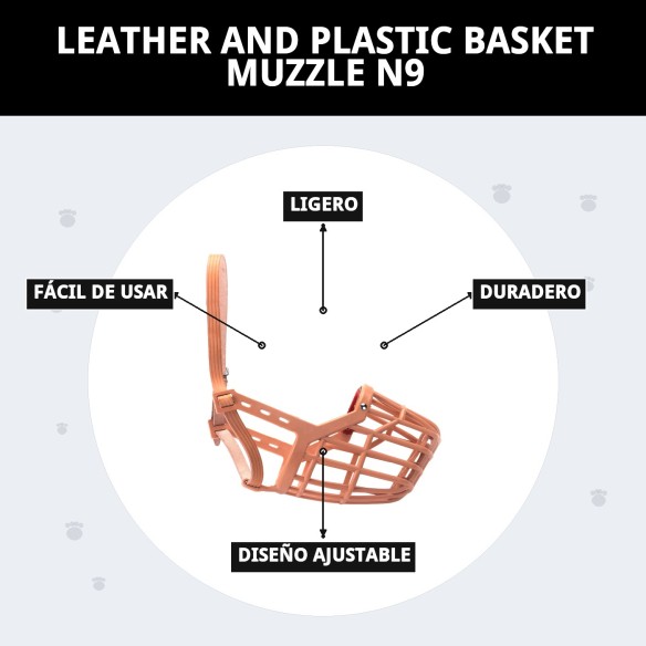 Bozal Cesta Cuero y Plástico N9 para Perros - Comodidad y Estilo