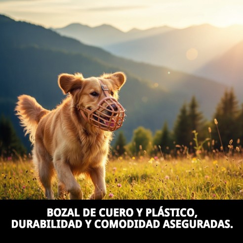 Bozal Cesta de Cuero y Plástico N10 para Mascotas