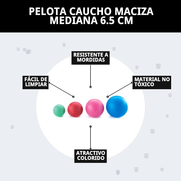 Pelota de Caucho Maciza Mediana 6.5 cm para Mascotas