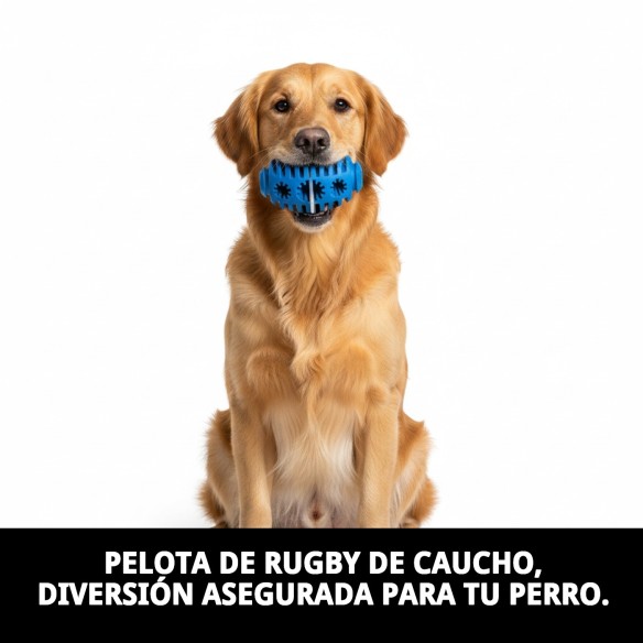 Pelota Rugby de Caucho M - Mordedor Divertido y Duradero