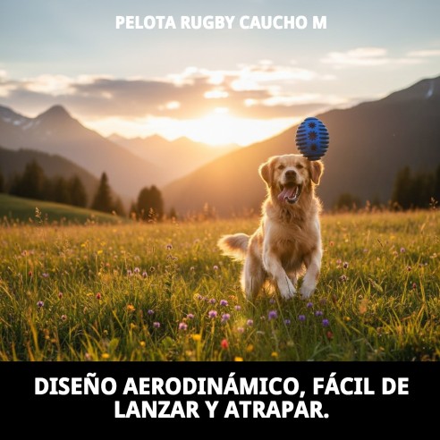 Pelota Rugby de Caucho M - Mordedor Divertido y Duradero